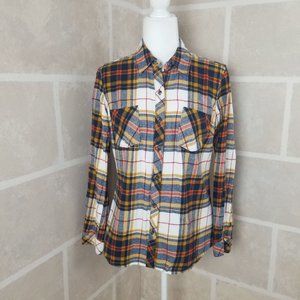 Natural Reflections Plaid 100% Cotton Flannel Women's Button Down Shirt Size Med